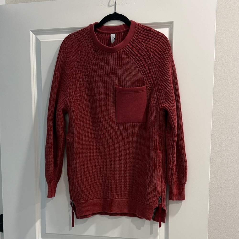 VARLEY burgundy Matteson knit Sweater d  Pocket and side zippers sz s